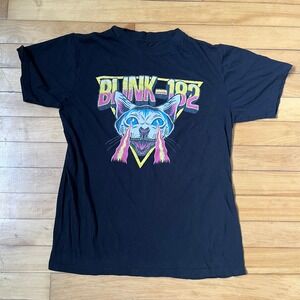 Blink-182 Laser Eye Cat Graphic T-Shirt Mens Small Black 2022 Band Merch Cotton